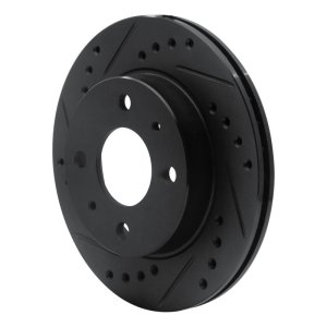 Nissan 200SX Brake Rotor (1) - Front Left - R1 Concepts - Drilled & Slotted - Black - `95-`00